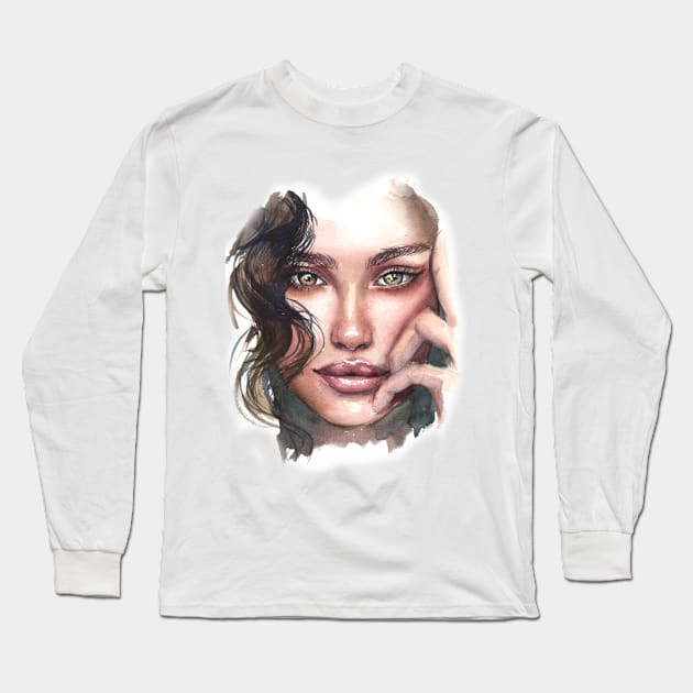 Portrait Long Sleeve T-Shirt by Kira Balan